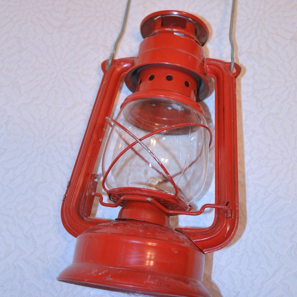 Vintage Red Globe Brand Glass Lantern No. 505